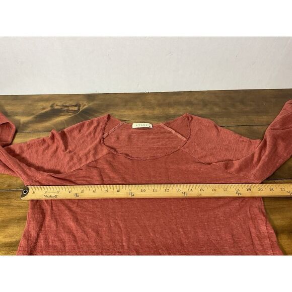 Stark X 100% Linen Bell Sleeve Size Large Red Blouse - Picture 6 of 11